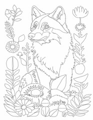 Wolf out line for coloring page for kids 