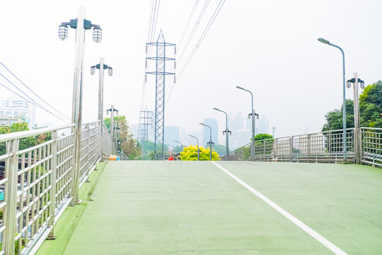 Green Bridge connects between Lumpini Park and Benchakitti Park,japan style concept.