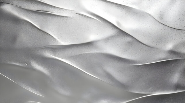 Silver metallic wall with wave pattern surface, abstract texture background. Generative AI illustration
