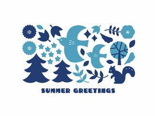北欧風イラストの暑中お見舞いカード