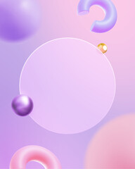 3D pink glassmorphism template