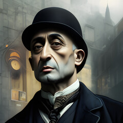 Detective Sherlock Holmes in old London - obrazy, fototapety, plakaty