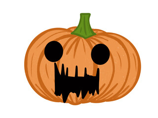 halloween yellow cartoon ghost pumpkin.on a white background.