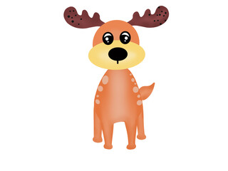 brown deer cartoon image It is an animal that lives in the forest. Cute animals are symbols of Christmas.
on a white background.