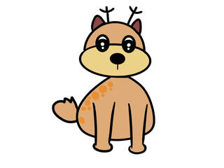 Fototapeta premium little brown deer cartoon image It is an animal that lives in the forest. Cute animals are symbols of Christmas. on a white background.