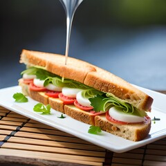 sandwich with ham and vegetables generated by AI