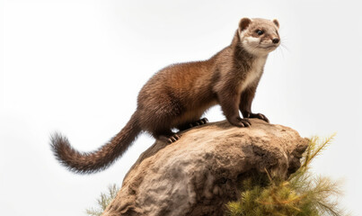 photo of muskrat rodent isolated on white background. Generative AI