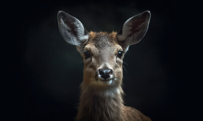 photo of musk deer on black background. Generative AI