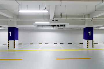 Empty parking garage in modern apartment