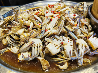 Pickled Crab with Spicy Salad. Sea crab with pickle in fish sauce.

