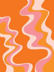 Groovy hippie 70s background. Waves, swirl, twirl pattern. Twisted and distorted vector texture in trendy retro psychedelic style