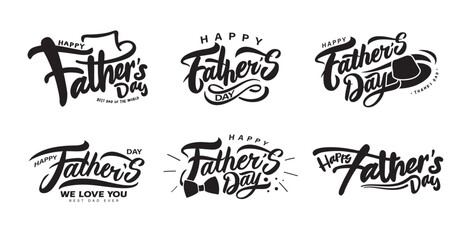 Fototapeta premium Happy Father's Day lettering set. Handmade calligraphy vector illustration.