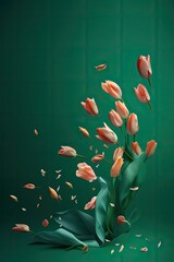 tulips on green background