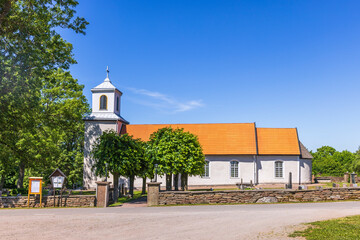 Church by a road in the Swedish countryside