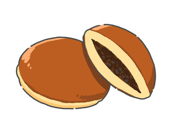 手描きのどら焼きのイラスト
