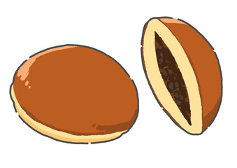 手描きのどら焼きのイラスト