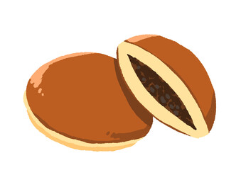 手描きのどら焼きのイラスト