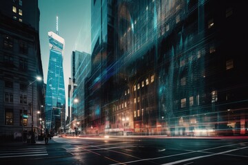 Fototapeta premium traffic at night, street view, slow shutter