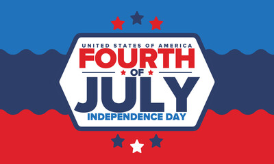 Independence Day in United States of America. The Fourth of July. Happy national holiday, celebrated annual in July 4. American flag. Country freedom day. Patriotic event design. Vector poster