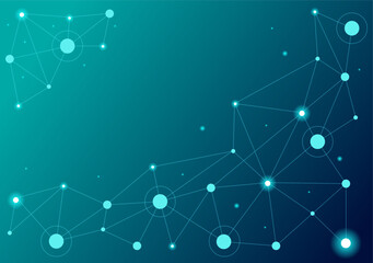 Abstract Social Network Vector Illustration with Polygonal Circles Shapes, Molecules Technology and Connecting Dots or Lines in Hand Drawn Templates