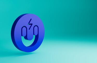 Blue Magnet icon isolated on blue background. Horseshoe magnet, magnetism, magnetize, attraction. Minimalism concept. 3D render illustration