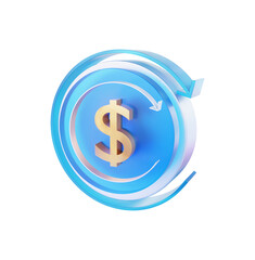 Arrow and dollar sign 3d rendering illustration