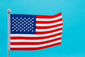 American flag on blue background
