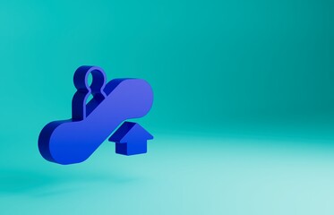 Blue Escalator up icon isolated on blue background. Minimalism concept. 3D render illustration