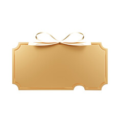 Golden ticket coupon 3d rendering illustration