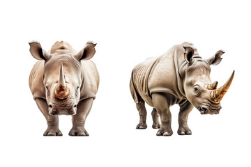 Fototapeta na wymiar pair rhino isolated on white background, Ai generated