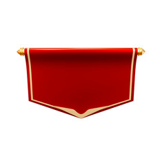 Red pennant flag 3d rendering illustration