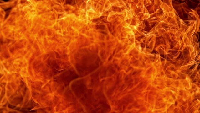 Super Slow Motion Shot of Fire Flame Explosion Towards Camera at 1000fps.
