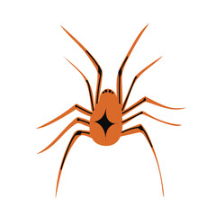 Spider flat silhouette scary, animal poisonous design. Black spider silhouette nature phobia insect danger silhouette vector icon.