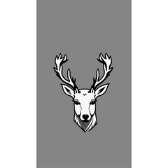 Minimalist Vector Illustration of Deer Head for Sports