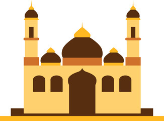 Islamic Mosque Flat Hand Drawn Illustration