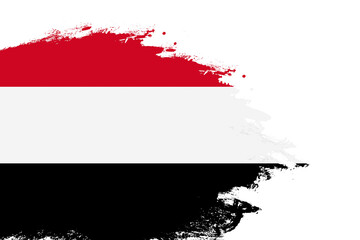 Egypt flag on a stained stroke brush painted isolated white background with copy space