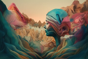 mystery and secrets hidden within the abstract and surreal landscapes, created with generative ai