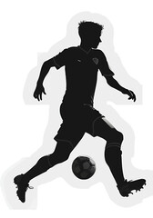 Fototapeta na wymiar Silhouette of a Soccer Player in Action with the Ball