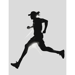 Fototapeta na wymiar Silhouette of a Runner Athlete with Cap and Sports Shoes in Motion