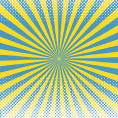 Retro background with blue, yellow color, and white dots