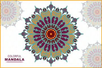 Luxury vector symbol ornamental mandala background premium geometric colorful pattern design template.