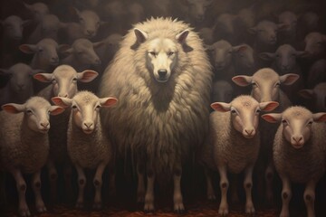 Deceptive Wolf in Sheep's Clothing Illustration. Generative AI