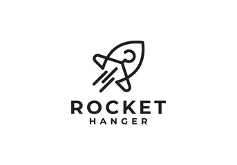 rocket with hanger logo. simple airplane flight icon design