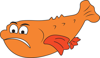 Cartoon drawing of a pufferfish with a angry face
