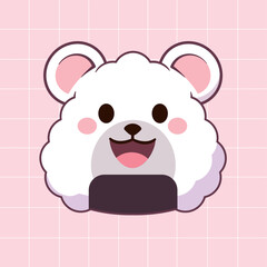 Fototapeta premium Cute polar bear rice ball with kawaii expression