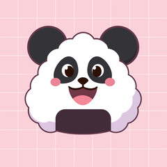 Cute panda bear rice ball with kawaii expression
