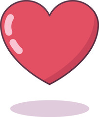 Cute floating love heart game icon isolated on white