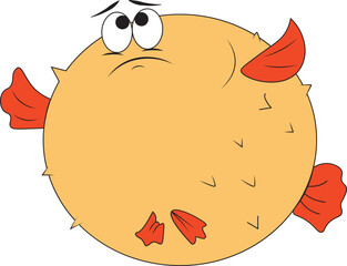 Cartoon drawing of a pufferfish with a Sad face © Kafizcase