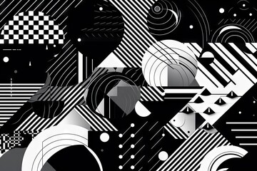 abstract geometric line art with black and white color scheme, created with generative ai