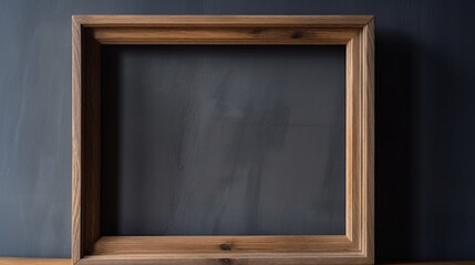 Fototapeta na wymiar Empty Wooden Frame On Grey Background